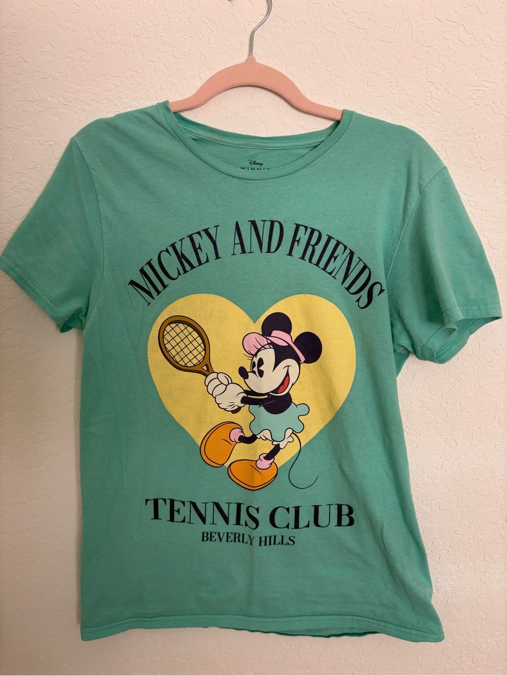 Disney Mickey & Friends Vintage Tennis Club Beverly Hills Mint Graphic Tee Women
